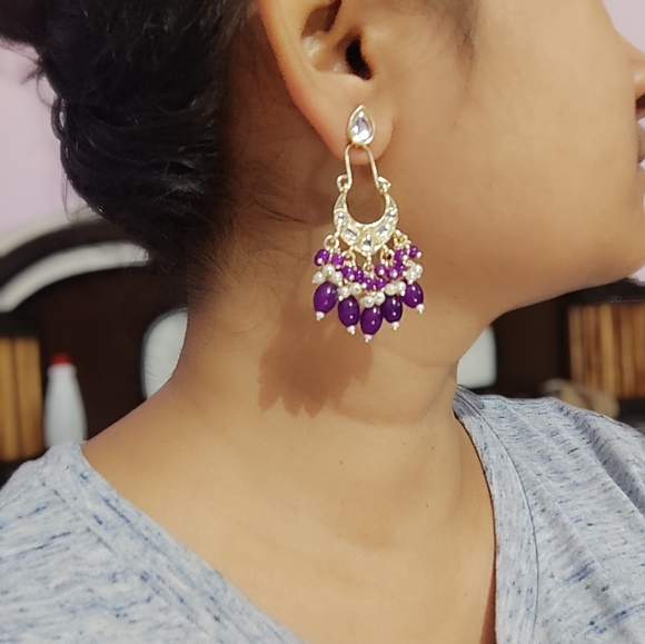 Ethnic Kundan Beads earrings - Picture 7 of 7